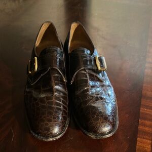 Men's Dark Brown Alligator Monk Strap Slip On